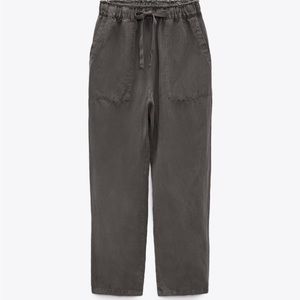 Zara l.a. slouchy fit linen pants gray (nwt)